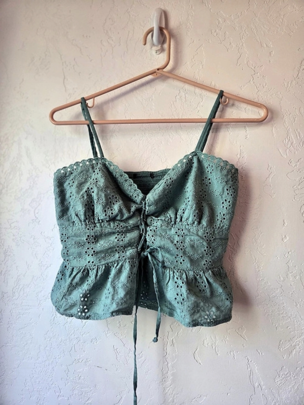 Wild Fable Eyelet Lacy Cropped Peplum Top